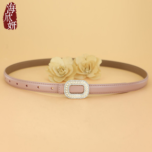 细腰带女真皮牛皮粉色时尚百搭皮带小众设计感装饰配夏季裙子裤带