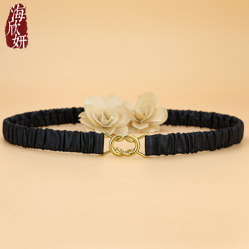 腰带女2026新款真皮软羊皮黑色松紧皮带束腰百搭装饰配裙子西裤带