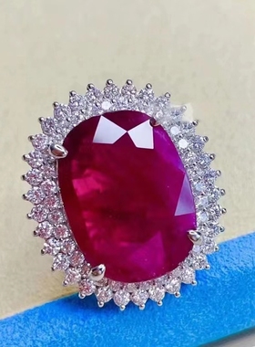 跨境培育红宝卢比莱夸张戴安娜王妃镶钻戒指