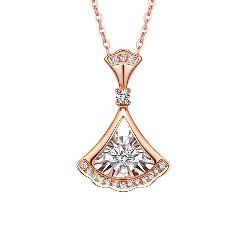 巴宝黎闪钻钻石项链玫瑰金