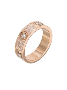 18K玫瑰金满天星镶钻平替戒指 AU750莫桑钻时尚百搭戒子