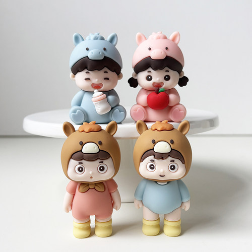 2026马年卡通可爱马宝宝蛋糕装饰摆件儿童满月百天生日甜品台装扮