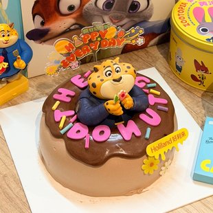 好利来同款网红疯狂动物城蛋糕装饰插件赏花豹警官儿童生日装扮