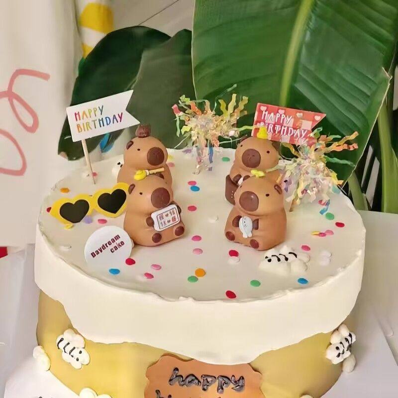 网红生日蛋糕装饰摆件可爱豚鼠卡皮巴拉摸鱼洗澡豚儿童生日装扮,节庆用品/礼品,蛋糕/烘焙装饰用品,淘宝优惠券,粉丝福利购,淘宝优惠卷
