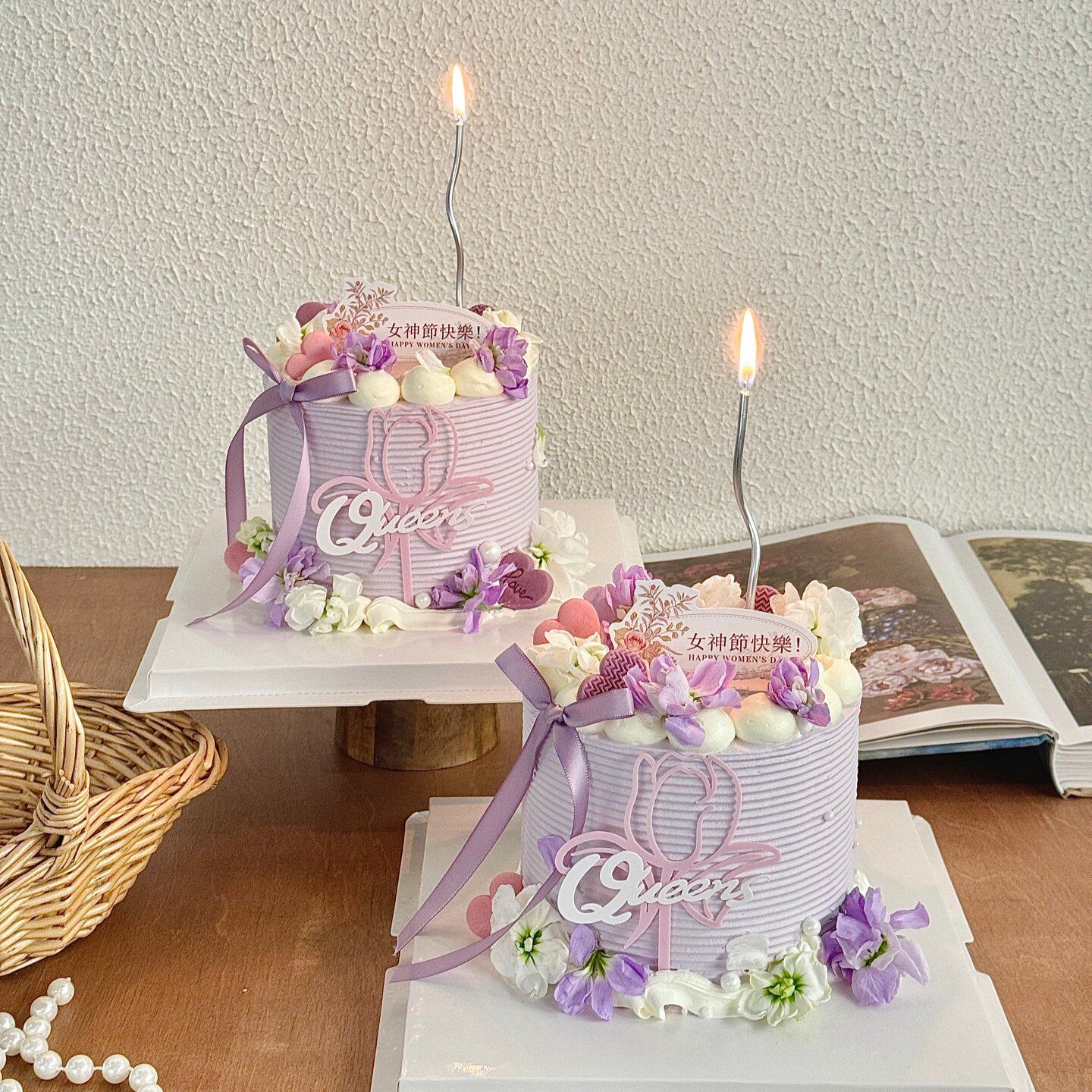 38女神节快乐欧式卡片蛋糕装饰插牌女王节郁金香亚克力烘焙配件