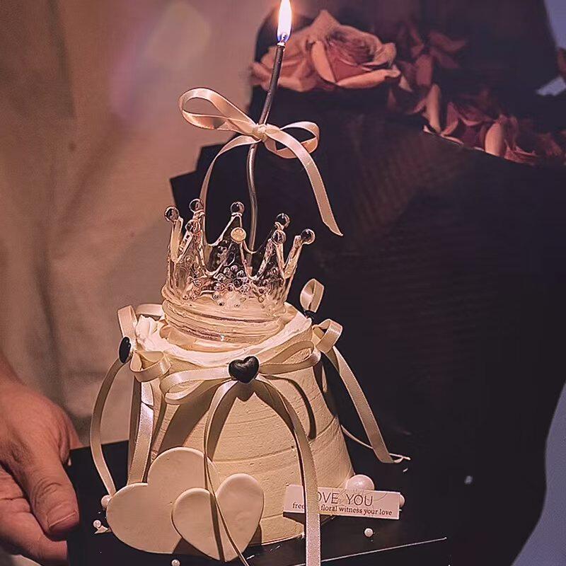 网红佳研同款简约水晶皇冠蛋糕装饰摆件女神公主生日派对甜品装扮