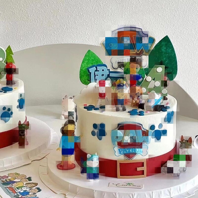 狗狗队长蛋糕装饰摆件网红卡通儿童男孩狗狗生日插牌烘焙甜品插件