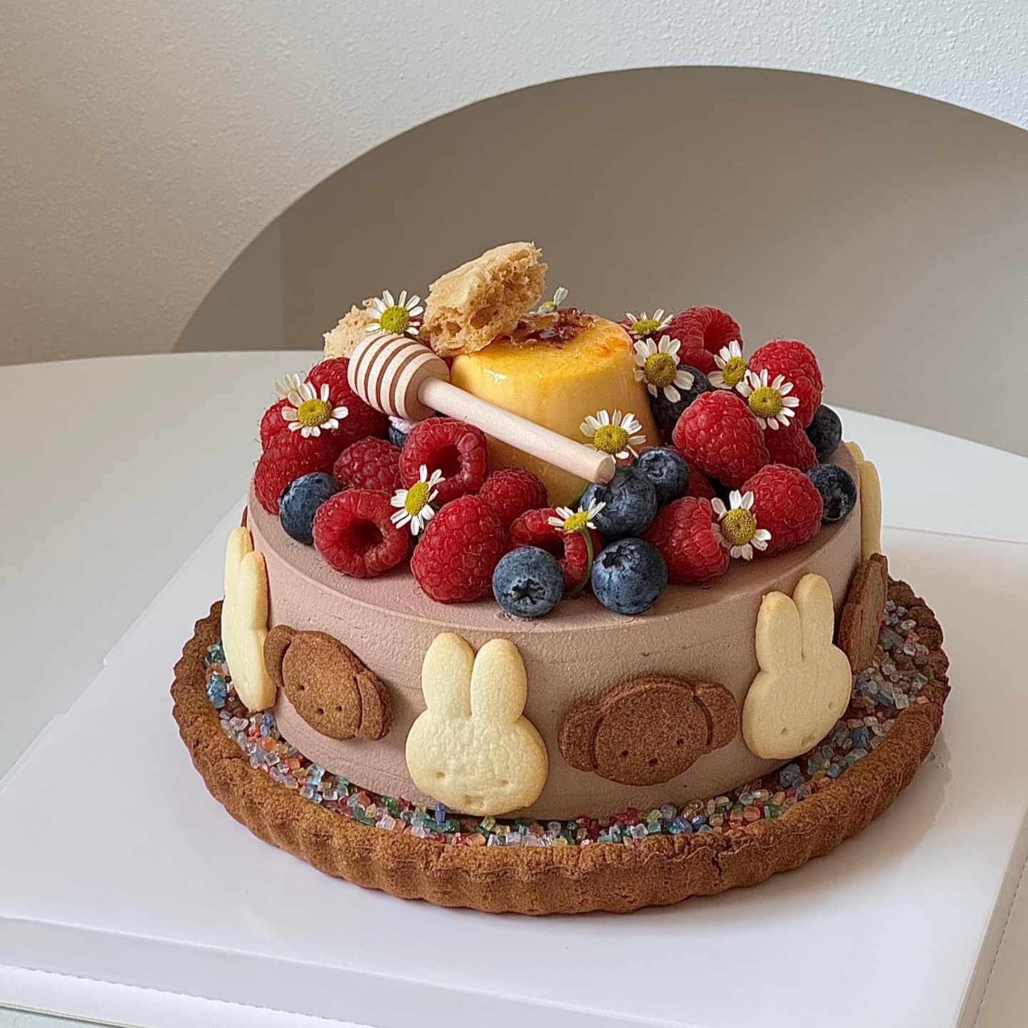 网红米菲兔饼干蛋糕装饰摆件莓果布丁米菲木质蜂蜜棒甜品台插件