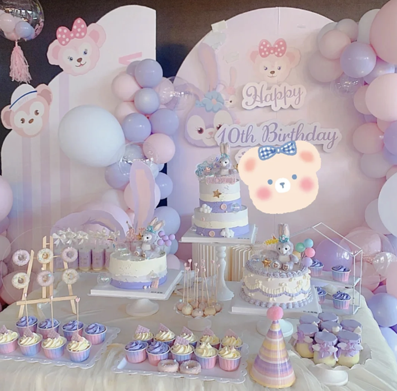 星黛露主题甜品台小熊兔子宝宝周岁满月百天生日纸杯蛋糕装饰插牌