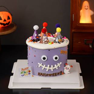 万圣节搞怪蛋糕装饰眼睛眼珠糖珠迷你毛球帽节日甜品派对装扮摆件