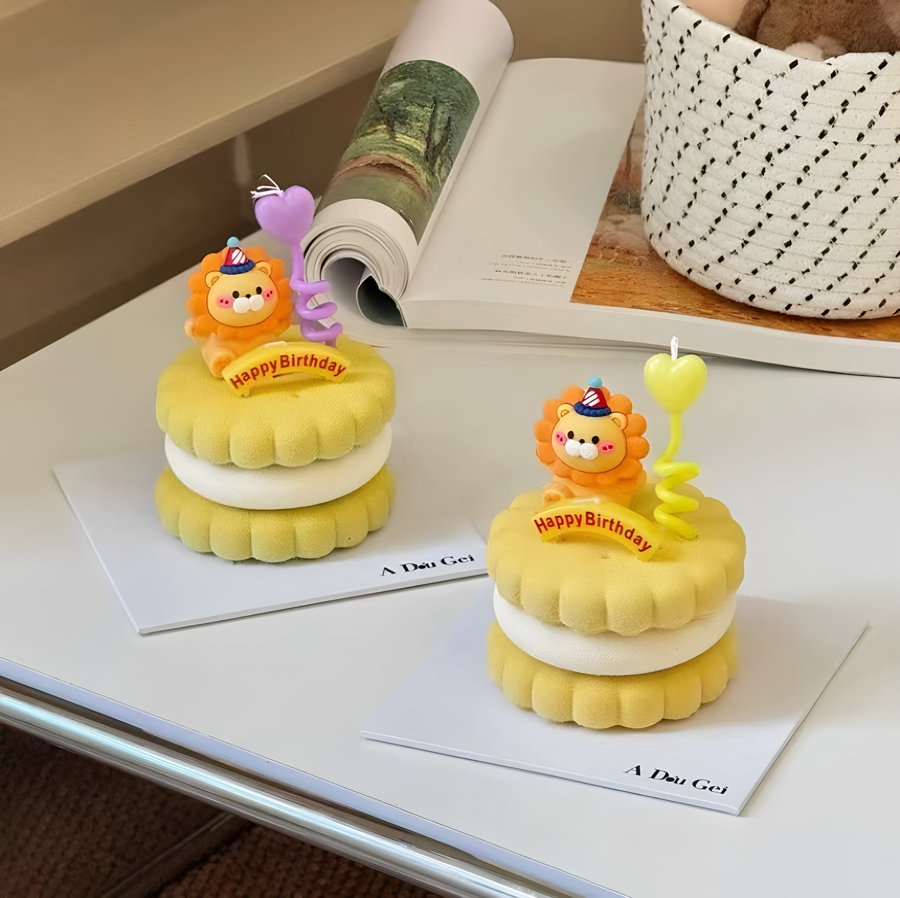 狮子座emoji生日蛋糕装饰派对帽大头狮子生日快乐气球蜡烛插件