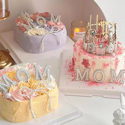 唯美母亲节皇冠蛋糕装饰摆件