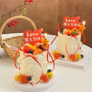 2.14新款情人节快乐一箭穿心卡片蛋糕装饰小狗蜡烛情侣表白装扮