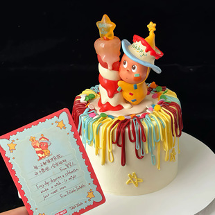 可爱许愿宝宝星星人蛋糕装饰摆件卡通儿童生日海绵公仔蜡烛配件
