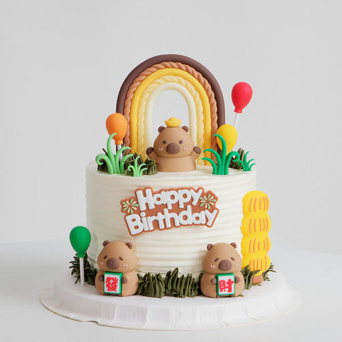 新款卡皮巴拉蛋糕装饰摆件可爱水豚鼠生日派对烘焙甜品台装扮道具