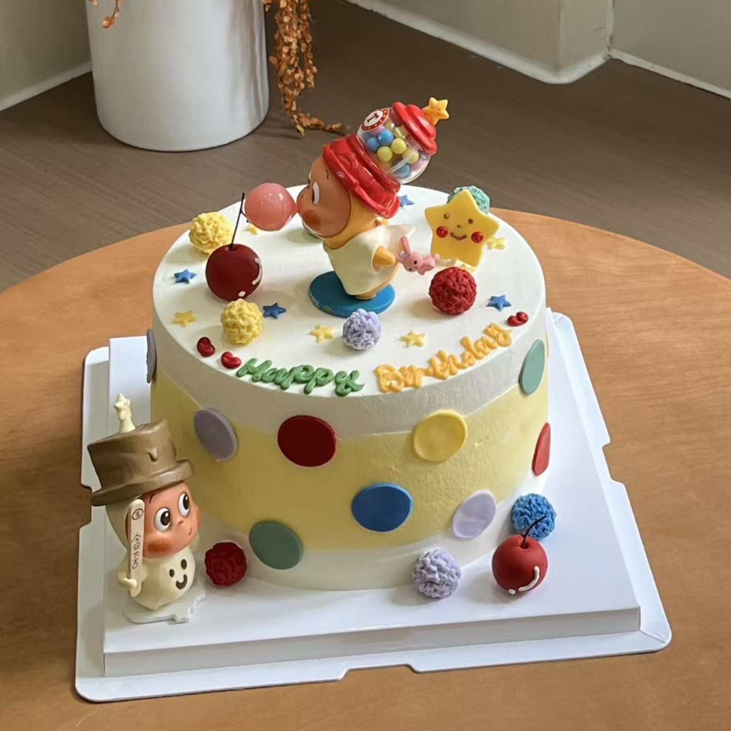 网红卡通跷跷板星星人蛋糕装饰摆件多色小球儿童生日装扮配件插件