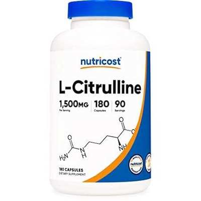 Nutricost L-Citrulline 750mg， 180 Capsules - 1500mg Per S