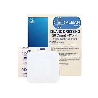 ALBAN 4” x 4” Sterile Island Dressing (Box of 20 Pouches)