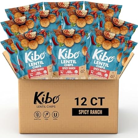 Kibo Lentil Chips Spicy Ranch with 6 Grams Protein, Non-G