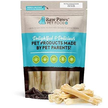 Raw Paws 4-inch Compressed Rawhide Bones for Dogs， 10-Cou