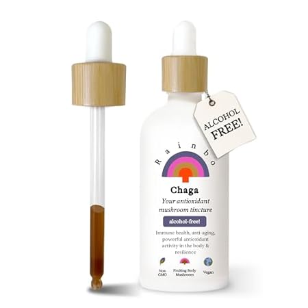 Rainbo Chaga Mushroom Tincture, Alcohol Free Dual Extract