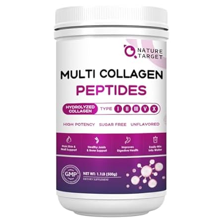 NATURE TARGET Multi Collagen Peptides Powder - Type I， II