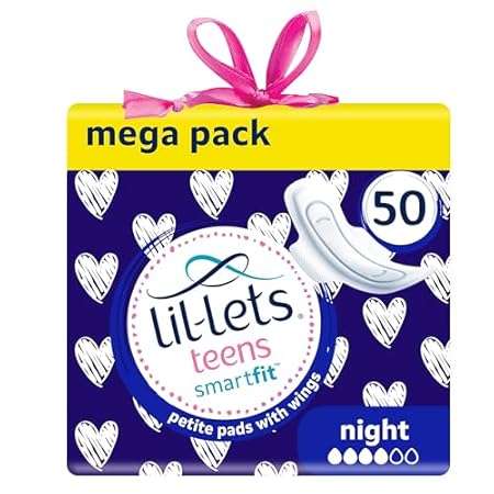 Lil-Lets Teens Night Pads with Wings - 50 Count Period Pa