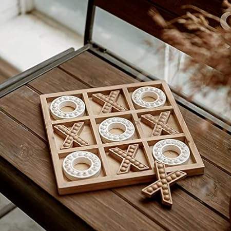 NIKKY HOME Tic Tac Toe Wood Board Game for Kids Family， 1