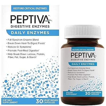 Peptiva Daily Digestive Enzymes， Full-Spectrum， Daily Dig
