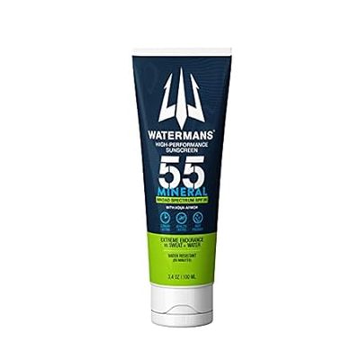Watermans Mineral SPF 55 Sunscreen with Zinc， Aqua-Armor，