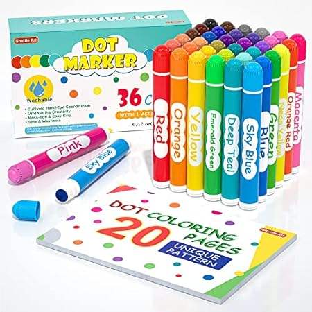 Shuttle Art Washable Dot Markers 36 Colors with Free Acti