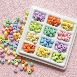可爱彩虹色屁桃子爱心合金珠子diy手工串珠手机链散珠配饰材料