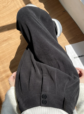 灰色西装裤女秋冬季2025新款灯芯绒裤子休闲加绒加厚雪尼尔阔腿裤