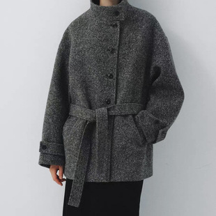 深冬加厚独特超好看灰色呢子大衣女入冬季 毛呢外套高级感 2025新款