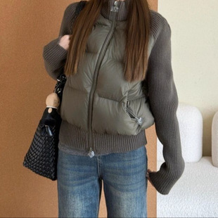 韩系超好看棉服女2025新款冬季90白鸭绒针织小个子加厚冬装外套