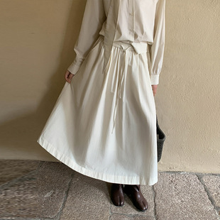 宽松半身裙女松紧腰长款 TAKE 韩版 新款 白色a字裙子 十三行2025秋季