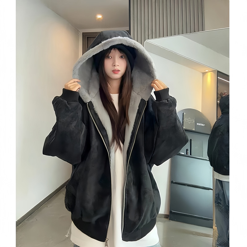 棉服女款2025新款美式pu皮座山雕外套加绒加厚派克服冬季棉衣棉袄