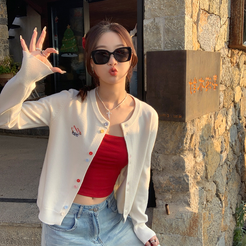 Take off黄色针织外套开衫女春秋吊带外搭上衣女2025新款爆款毛衣