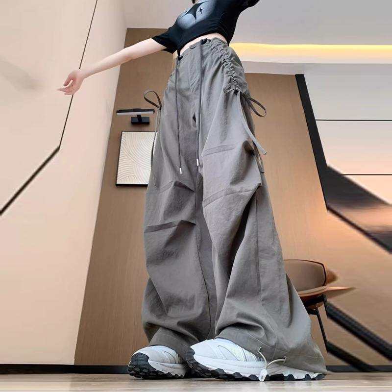 军绿色美式工装裤女夏薄款2025新款降落伞兵春秋小个子休闲阔腿裤