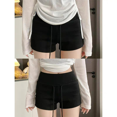 黑色运动短裤女夏季2026新款显瘦骑行a字包臀紧身休闲辣妹瑜伽裤