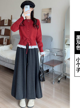 咖色花苞糯米裤女秋冬加绒保暖阔腿棉裤小个子慵懒显瘦灯笼裙裤