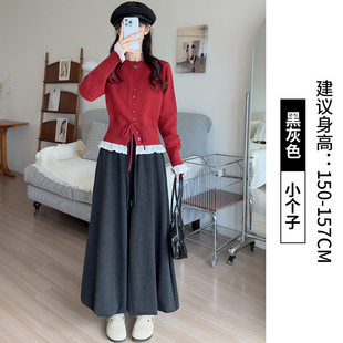 咖色花苞糯米裤女秋冬加绒保暖阔腿棉裤小个子慵懒显瘦灯笼裙裤