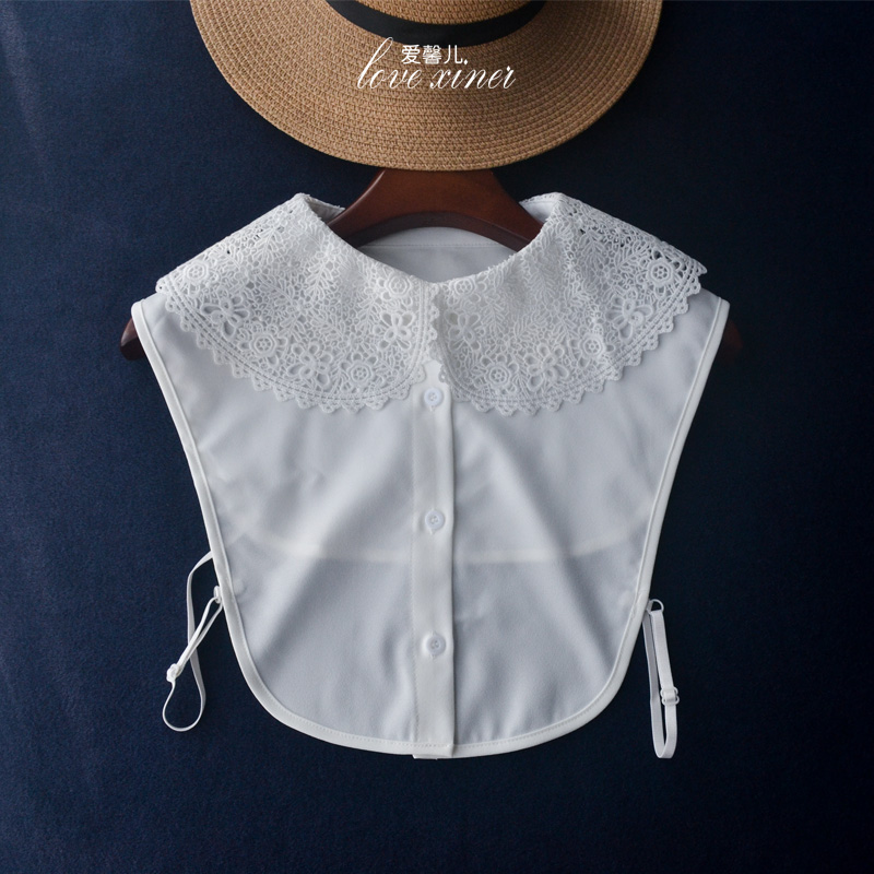 爱馨儿 水溶花边娃娃领假领子2025秋冬新款韩版时尚百搭假衬衫女