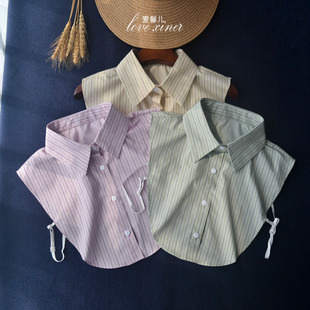内搭装 爱馨儿 女士打底假衬衫 职业装 饰 纯棉条纹假领2025春秋新款