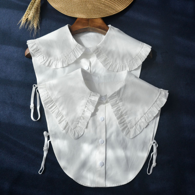 韩版棉质荷叶边大尖角时尚百搭