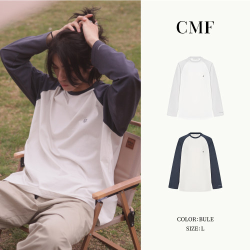 CMF撞色插肩纯棉长袖t恤