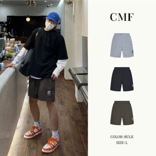 肌理泡泡纱褶皱格纹休闲短裤 中裤 CMF复古五分裤