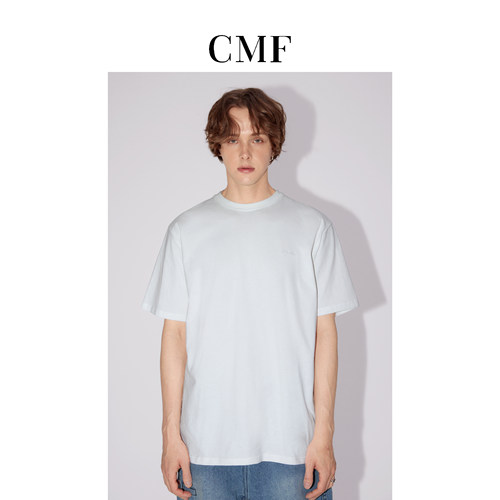 水洗磨毛同色LOGO刺绣T恤