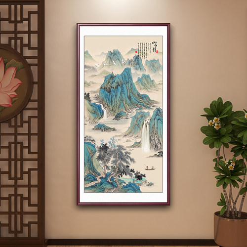 新中式山水画挂画入户玄关装饰画