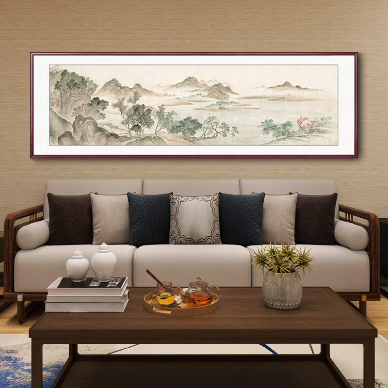 步步高升国画山水画客厅装饰画办公室挂画茶室中式沙发背景墙壁画